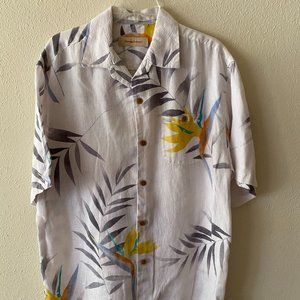 Tommy Bahama Men's Tropical Leaf 100% Linen Shirt Top size Large But…